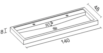 RIHO Bologna wastafel , 140x48, 2 kraangaten, wit 1541244000