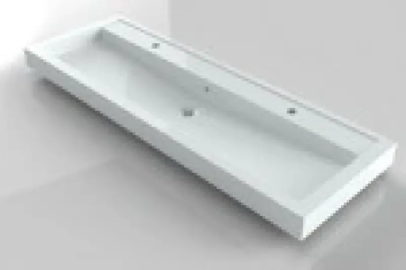 RIHO Bologna wastafel , 140x48, 2 kraangaten, wit 1541244000