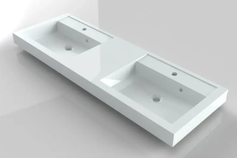 RIHO Bologna wastafel 140x48, 2 bakken, wit 1541254000