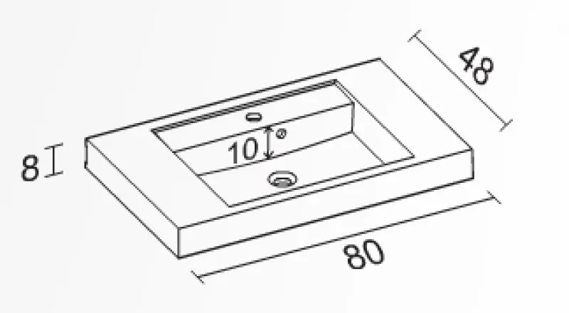 RIHO Bologna wastafel 80x48, bak midden, wit 1541794000