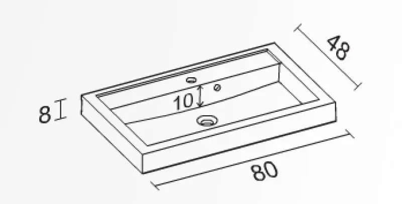 RIHO Bologna wastafel 80x48, 1 kraangat, wit 1541804000