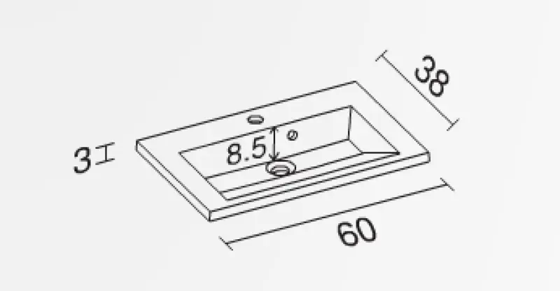 RIHO Eifel wastafel , 60x38, 1 kraangat, wit 1541824000