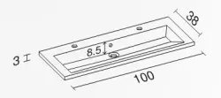 RIHO Eifel wastafel 100x38, 2 kraangaten, wit 1541844000