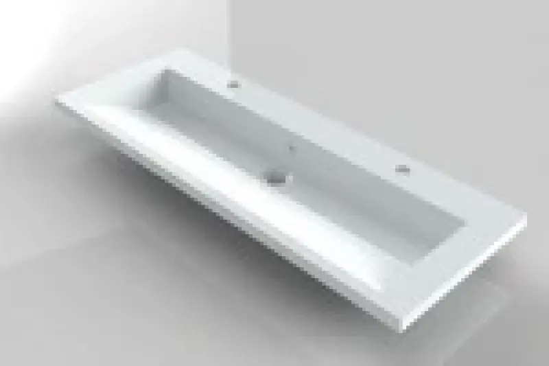 RIHO Eifel wastafel 100x38, 2 kraangaten, wit 1541844000