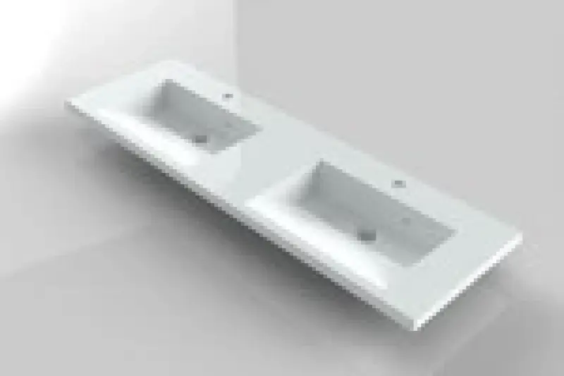 RIHO Eifel wastafel , 120x38, 2 kraangaten, wit 1541854000