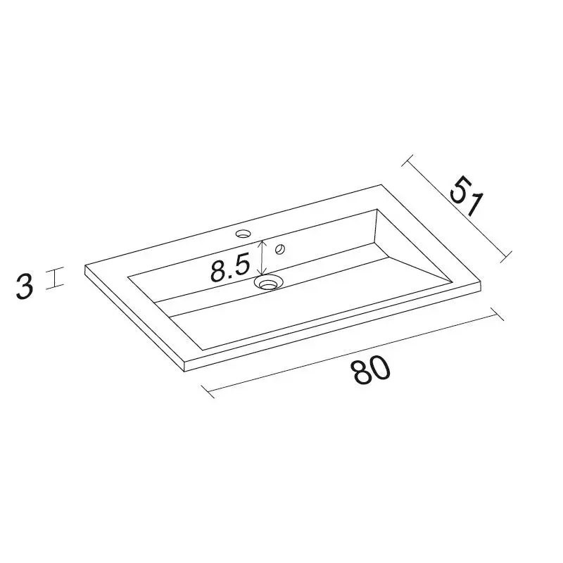 RIHO Elzas wastafel , 80x38, 1 kraangat, wit 1541874000