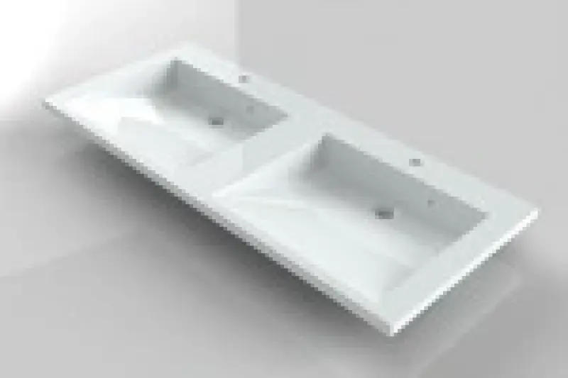 RIHO Elzas wastafel , 120x38, 2 kraangaten, wit 1541894000