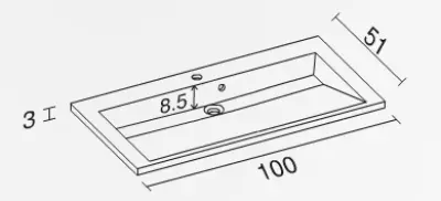 RIHO Elzas wastafel , 100x38, 1 kraangat, wit 1541904000