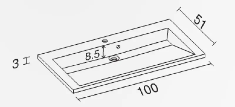 RIHO Elzas wastafel , 100x38, 1 kraangat, wit 1541904000